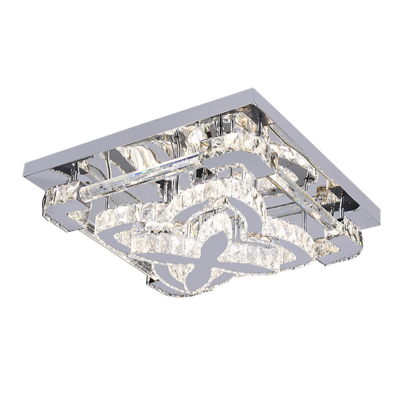 Stainless Steel Petals Flush Mount Modern Crystal Living Room LED Semi Flush Mount Ceiling Light Clearhalo 'Ceiling Lights' 'Close To Ceiling Lights' 'Close to ceiling' 'Semi-flushmount' Lighting' 1194230