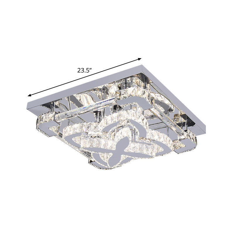 Stainless Steel Petals Flush Mount Modern Crystal Living Room LED Semi Flush Mount Ceiling Light Clearhalo 'Ceiling Lights' 'Close To Ceiling Lights' 'Close to ceiling' 'Semi-flushmount' Lighting' 1194231
