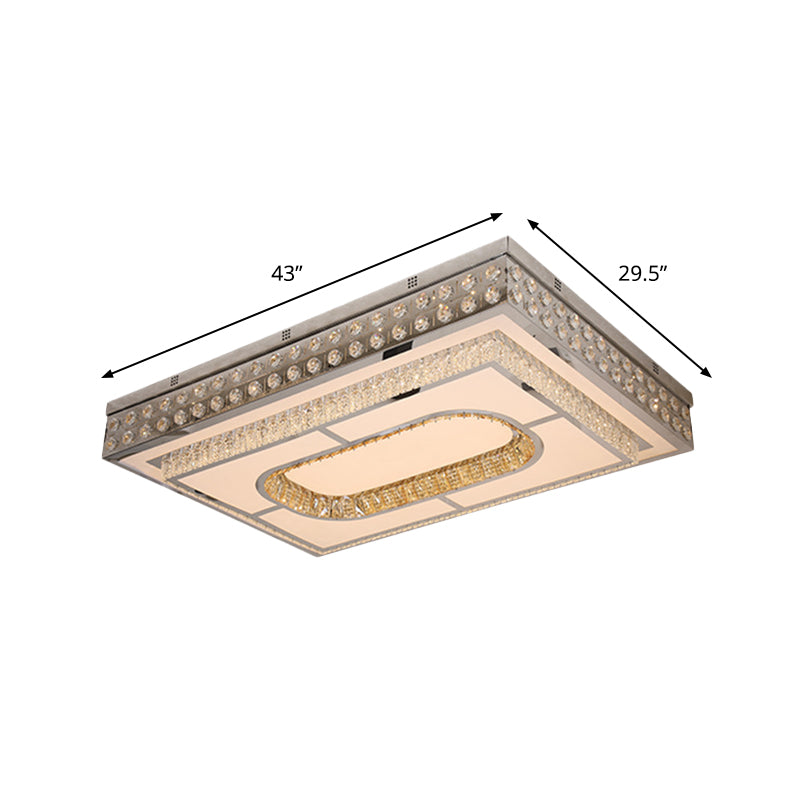 Rectangle Parlor Ceiling Light Fixture Modern Crystal Chrome Finish LED Flush Mount with Cutouts Design Clearhalo 'Ceiling Lights' 'Close To Ceiling Lights' 'Close to ceiling' 'Flush mount' Lighting' 1194239