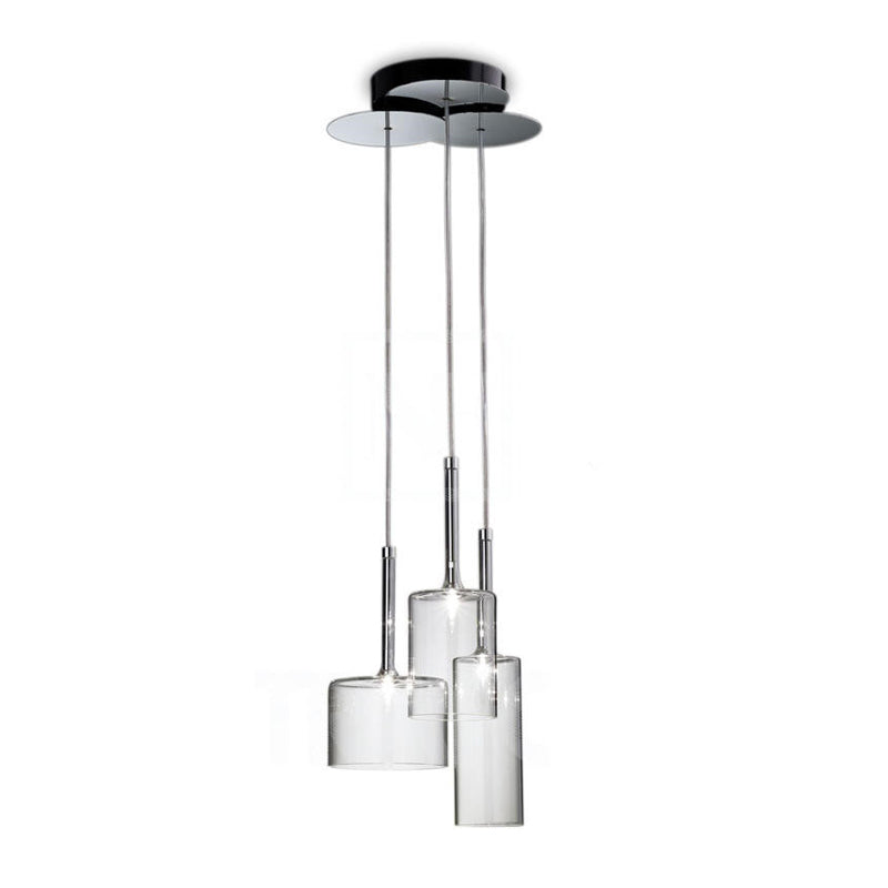 3/6/10 Lights Dining Room Cluster Lighting with Cylinder Clear Glass Shade Modern Chrome Led Hanging Lamp Clearhalo 'Ceiling Lights' 'Glass shade' 'Glass' 'Modern Pendants' 'Modern' 'Pendant Lights' 'Pendants' Lighting' 119459