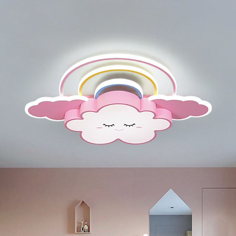 Cloud and Rainbow Ceiling Mounted Fixture Cartoon Acrylic Kids Room LED Flush Lamp in White/Pink Clearhalo 'Ceiling Lights' 'Close To Ceiling Lights' 'Close to ceiling' 'Flush mount' Lighting' 1194638