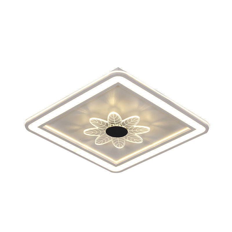 Kids Square Ceiling Flush Acrylic LED Bedroom Flush Mount Fixture with Windmill/Flower Detail in Black-White Clearhalo 'Ceiling Lights' 'Close To Ceiling Lights' 'Close to ceiling' 'Flush mount' Lighting' 1194663