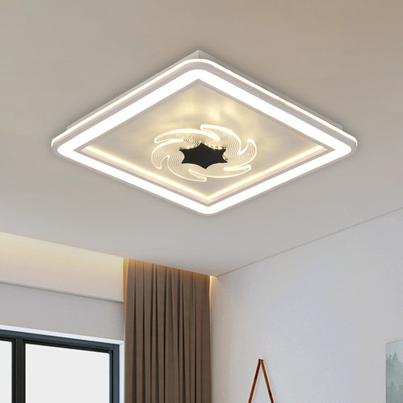 Kids Square Ceiling Flush Acrylic LED Bedroom Flush Mount Fixture with Windmill/Flower Detail in Black-White Clearhalo 'Ceiling Lights' 'Close To Ceiling Lights' 'Close to ceiling' 'Flush mount' Lighting' 1194666