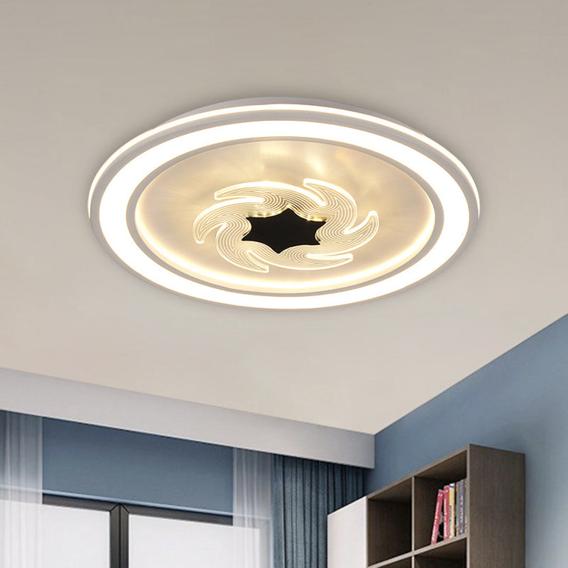 Acrylic Circle Flush Mount Light Kids LED Black-White Flush Lighting with Windmill Detail Clearhalo 'Ceiling Lights' 'Close To Ceiling Lights' 'Close to ceiling' 'Flush mount' Lighting' 1194671