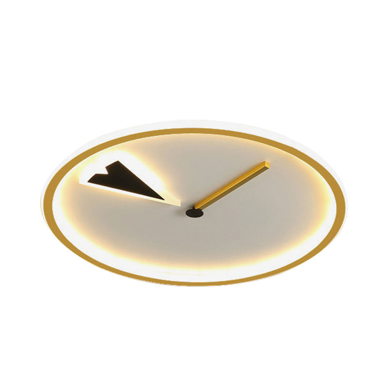 Round/Square Flushmount with Clock Design Modernist Acrylic LED Bedroom Flush Lighting in Black/Gold Clearhalo 'Ceiling Lights' 'Close To Ceiling Lights' 'Close to ceiling' 'Flush mount' Lighting' 1194708