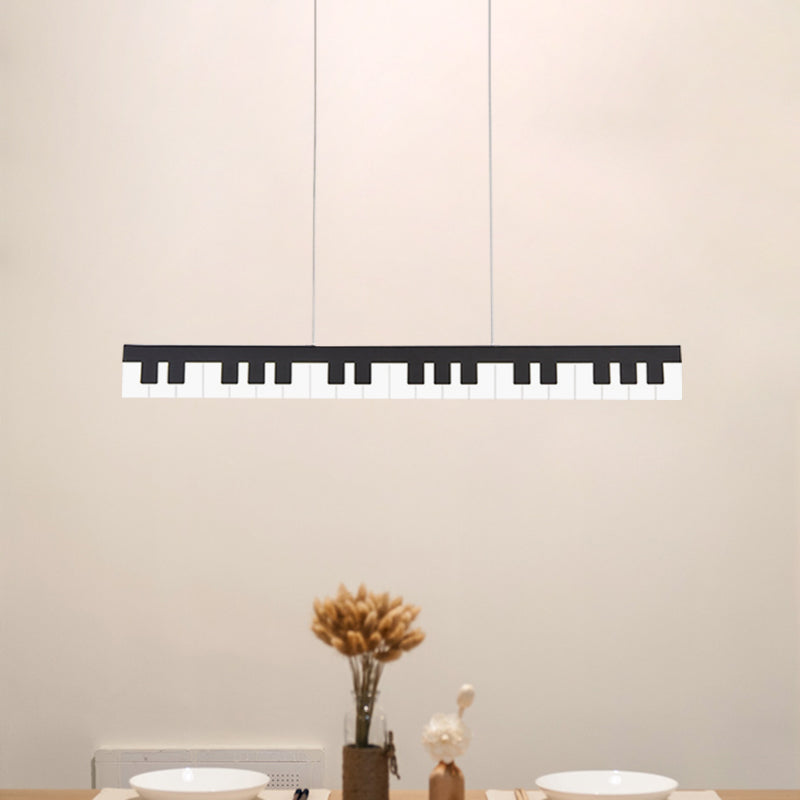 Acrylic Piano Key Chandelier Lamp Fixture Kids White/Black LED Hanging Ceiling Light in White/Warm Light Black Clearhalo 'Ceiling Lights' 'Island Lights' Lighting' 1194817