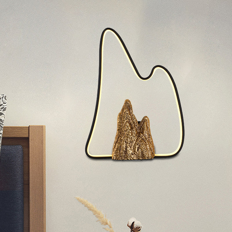 Geometric Shaped Ironic Mural Light Oriental Style LED Black and Gold Wall Lamp with Mountain Pattern Black-Gold B Clearhalo 'Wall Lamps & Sconces' 'Wall Lights' Lighting' 1194891