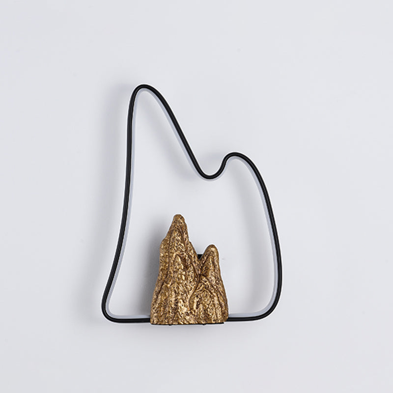 Geometric Shaped Ironic Mural Light Oriental Style LED Black and Gold Wall Lamp with Mountain Pattern Clearhalo 'Wall Lamps & Sconces' 'Wall Lights' Lighting' 1194894