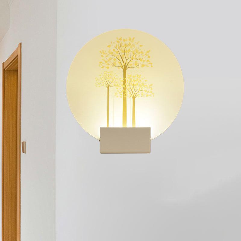 Purple/Pink/Yellow Square Wall Mount Light Simplicity Style LED Acrylic Mural Lamp with Deer/Blossom/Tree Pattern for Guest Room Clearhalo 'Wall Lamps & Sconces' 'Wall Lights' Lighting' 1194950