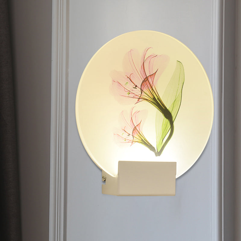Purple/Pink/Yellow Square Wall Mount Light Simplicity Style LED Acrylic Mural Lamp with Deer/Blossom/Tree Pattern for Guest Room Clearhalo 'Wall Lamps & Sconces' 'Wall Lights' Lighting' 1194954