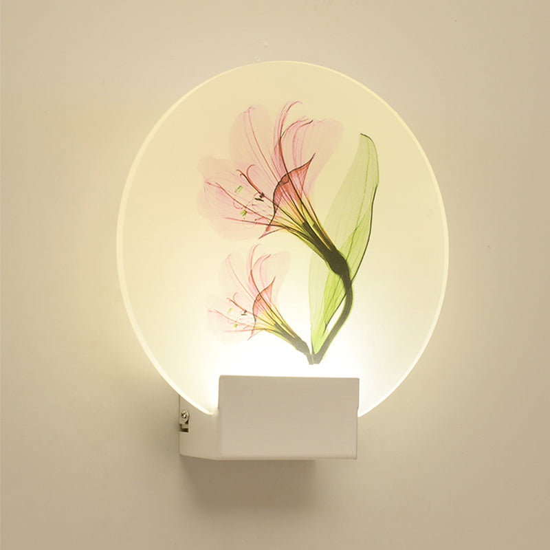 Purple/Pink/Yellow Square Wall Mount Light Simplicity Style LED Acrylic Mural Lamp with Deer/Blossom/Tree Pattern for Guest Room Clearhalo 'Wall Lamps & Sconces' 'Wall Lights' Lighting' 1194956