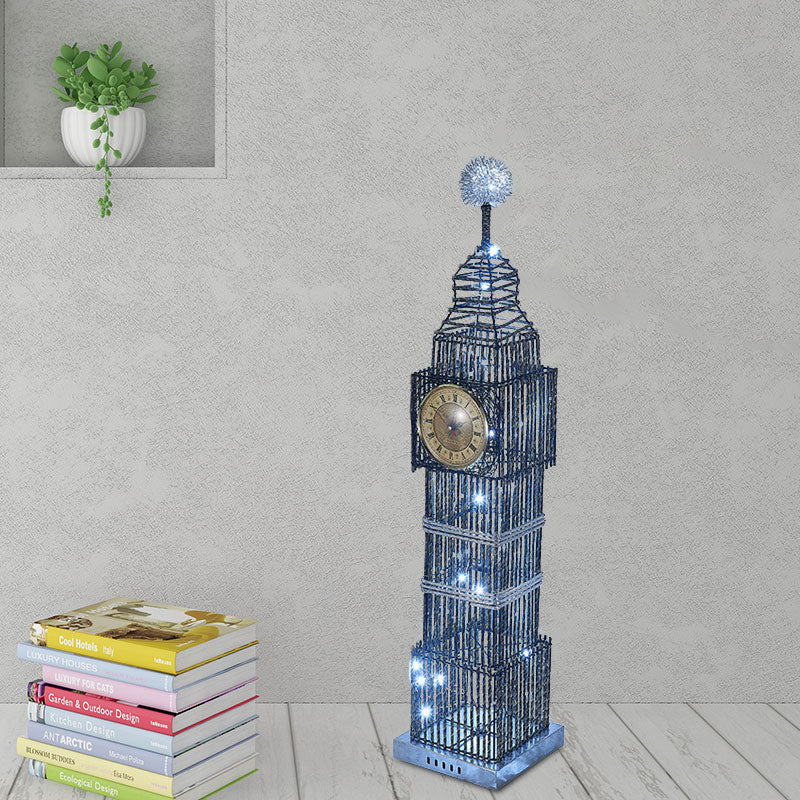 LED Standing Floor Light Traditional Clock Tower Aluminum Wire Floor Lamp in Silver/Gold for Living Room Clearhalo 'Floor Lamps' 'Lamps' Lighting' 1195285
