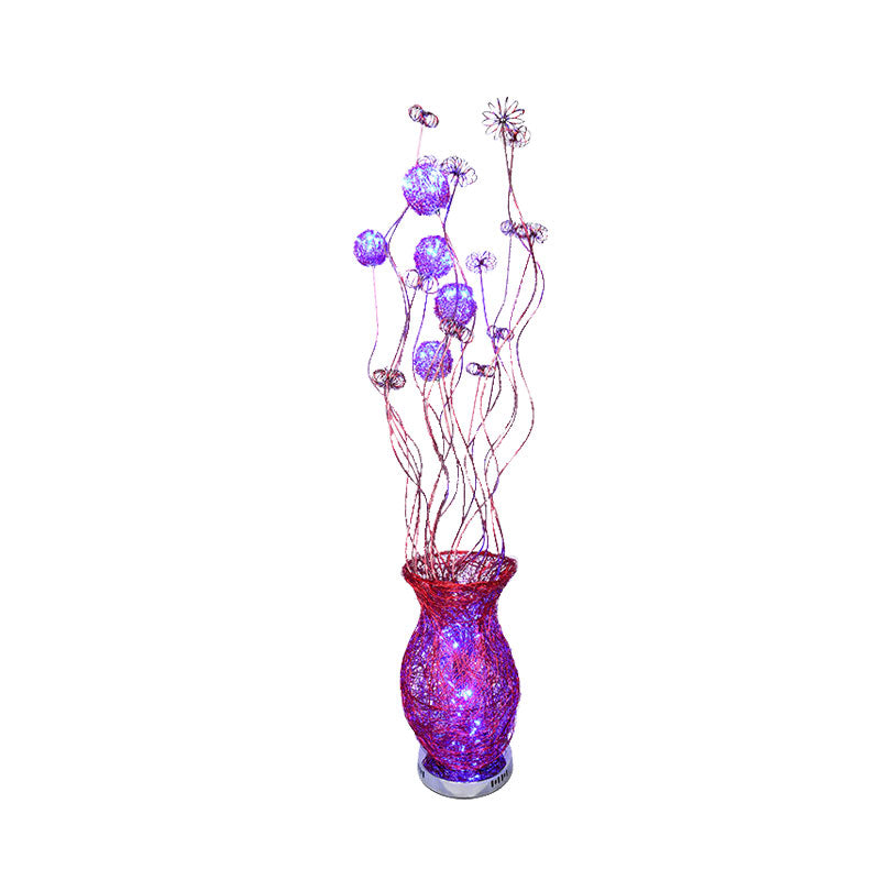 Aluminum Jar-Like Stand Up Lamp Decorative Bedroom LED Flower Reading Floor Lighting in Red/Yellow/Blue Clearhalo 'Floor Lamps' 'Lamps' Lighting' 1195389