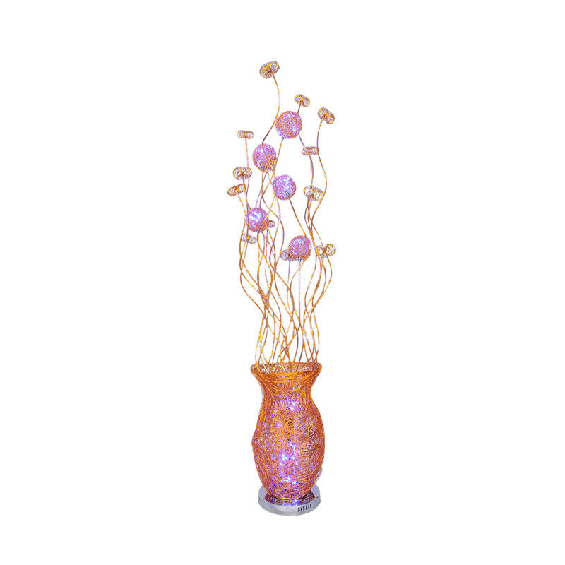 Aluminum Jar-Like Stand Up Lamp Decorative Bedroom LED Flower Reading Floor Lighting in Red/Yellow/Blue Clearhalo 'Floor Lamps' 'Lamps' Lighting' 1195394