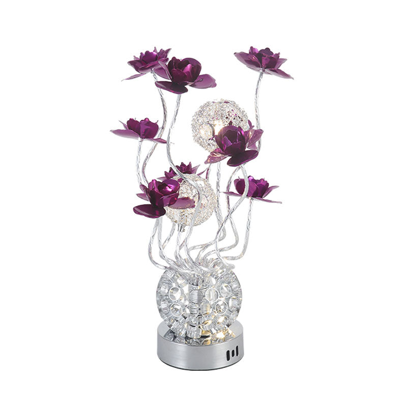 Metal Sphere Desk Lighting Decorative LED Bedside Light Table Lamp in Purple/Red, Warm/White Light Clearhalo 'Lamps' 'Table Lamps' Lighting' 1195481