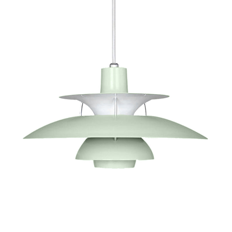 3 Layers Pendant Light with Flared Shade Macaron Style Aluminum 1 Light Black/Gray Hanging Lamp, 12"/16" Wide Clearhalo 'Ceiling Lights' 'Modern Pendants' 'Modern' 'Pendant Lights' 'Pendants' Lighting' 119562
