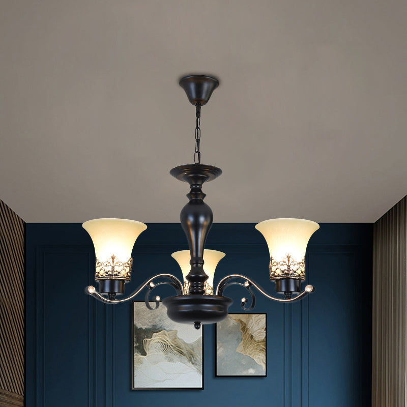 Rustic Style Swooping Arm Chandelier Lighting 3/6/8-Head Metal Ceiling Pendant Light in Black 3 Black Clearhalo 'Ceiling Lights' 'Chandeliers' Lighting' options 1197597_445d1f51-d052-4458-b4f9-2dcc645cc302