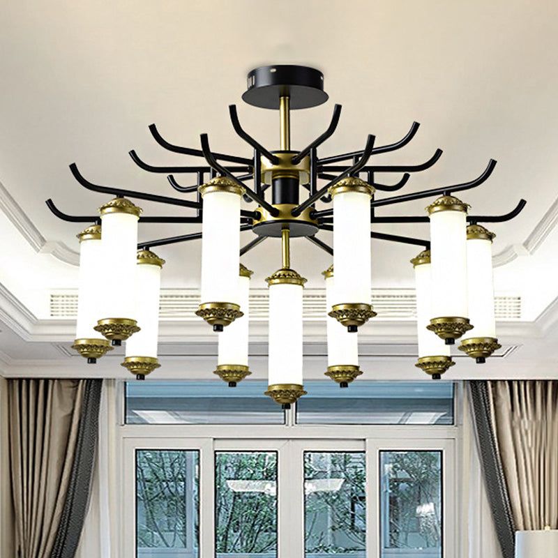 Metal Black-Gold Suspension Pendant Light Starburst-Like Arm 9/11 Lights Rustic Style Ceiling Chandelier 11 Black-Gold Clearhalo 'Ceiling Lights' 'Chandeliers' Lighting' options 1197643_79247177-3c29-4ffd-a6dc-49417d187670