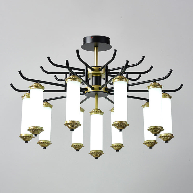 Metal Black-Gold Suspension Pendant Light Starburst-Like Arm 9/11 Lights Rustic Style Ceiling Chandelier Clearhalo 'Ceiling Lights' 'Chandeliers' Lighting' options 1197646