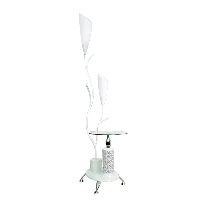 Branch Shaped Standing Lamp Countryside 2 Bulbs Metallic Floor Light in White/Black for Guest Room Clearhalo 'Floor Lamps' 'Lamps' Lighting' 1197732