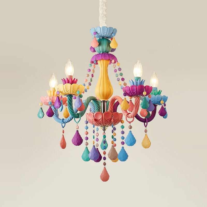 Candle Chandelier Light Nordic Macron Glass Living Room Hanging Pendant