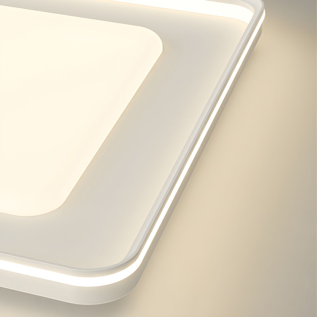 Modern Rectangle Flush Mount Ceiling Light Dual-Light Ambient Illumination with White Shade