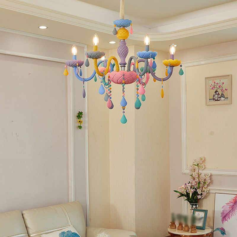 Nordic Style Macron Chandelier Multi Light Candle Pendant Lighting Fixture for Living Room
