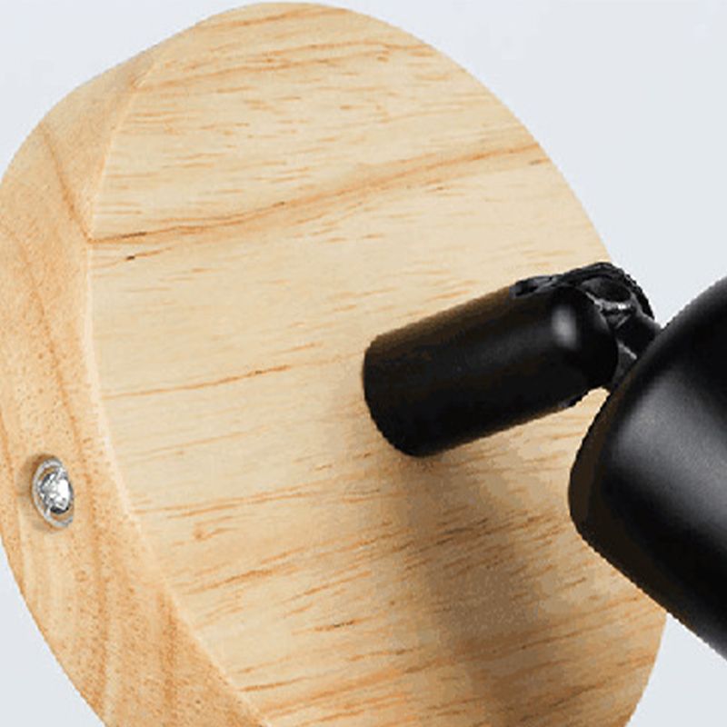 Modern Simple Wooden Vanity Light Circle Shape 1-Light for Shower Room