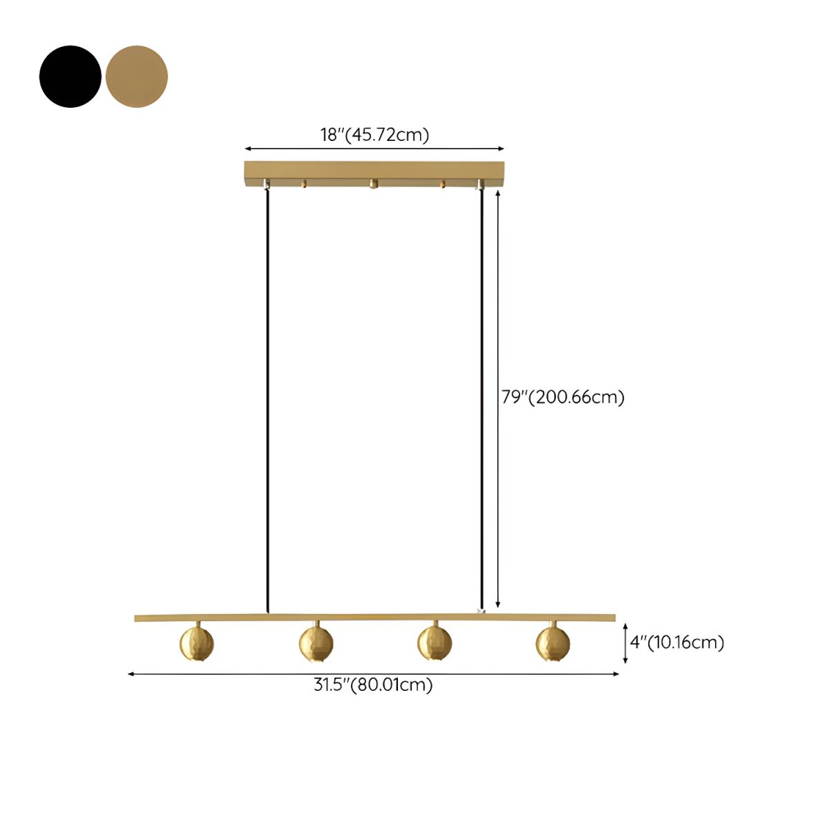 Modern LED Island Light with 4 Lights Globe Shape Adjustable Hanging Length