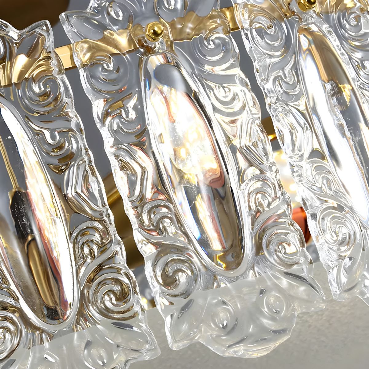 Modern Geometric Semi-Flush Mount Ceiling Light with Clear Glass Shade and 6 Lights