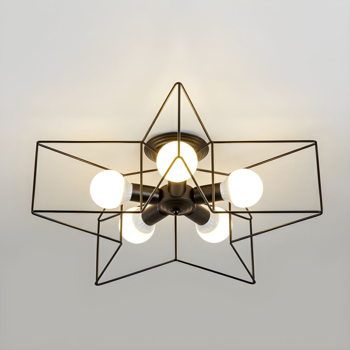 Star-shaped Modern Semi-Flush Mount Ceiling Light with Iron Shade for Residential Use