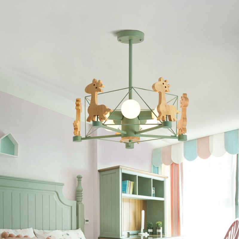 Colorful Simple Chandelier Macron 5-Light Hanging Light for Kid Room