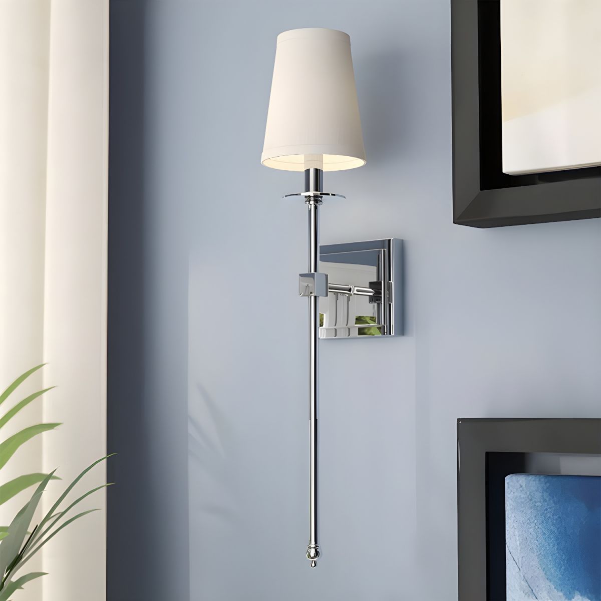 Modern Iron Vanity Light Cylinder Shape with Fabric Shade for Shower Room