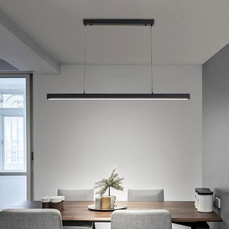 1 Light Linear Hanging Lamp Modern Minimalist Metal Pendant Light