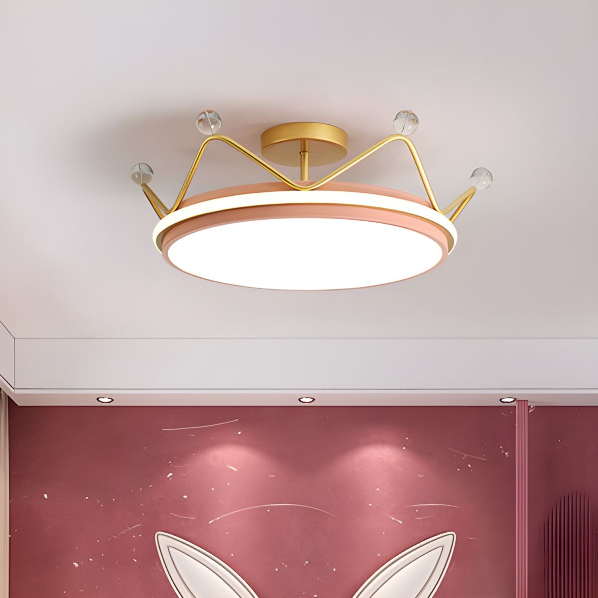 Modern LED Drum Semi-Flush Ceiling Light with White Acrylic Shade for Residential Use