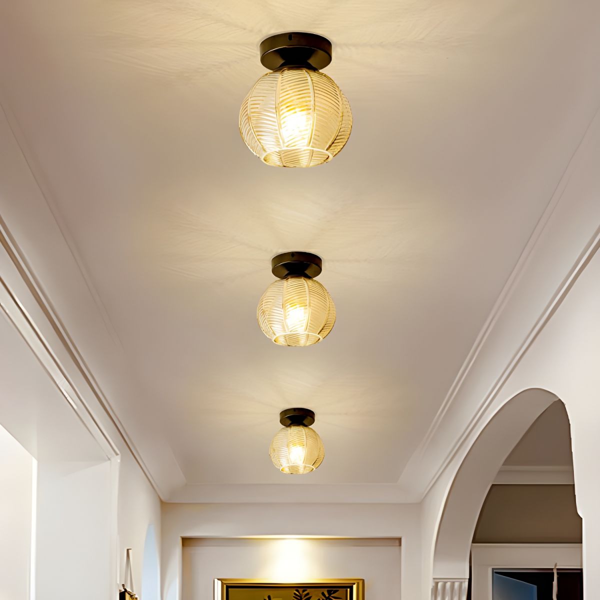 Modern Black Globe Flush Mount Ceiling Light with Glass Shade