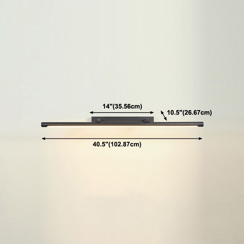 Linear Metal Wall Sconce Modern 1 Light Mirror Swing Arm Wall Mount Lighting in Black