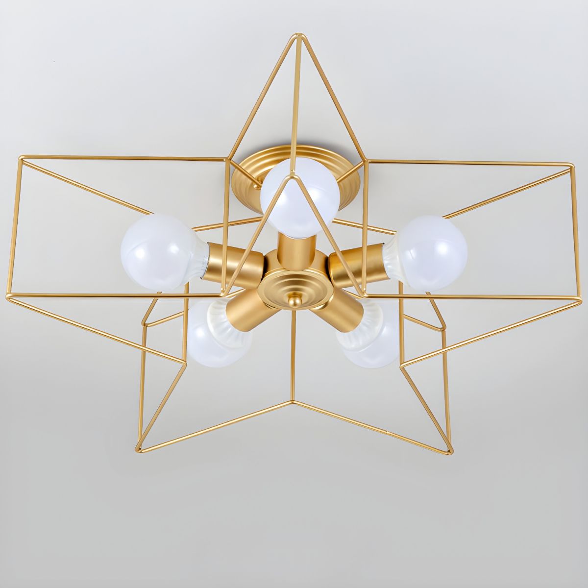 Star-shaped Modern Semi-Flush Mount Ceiling Light with Iron Shade for Residential Use