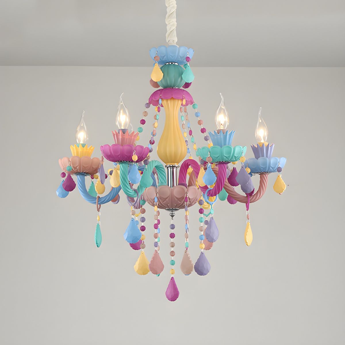 Candle Chandelier Light Nordic Macron Glass Living Room Hanging Pendant