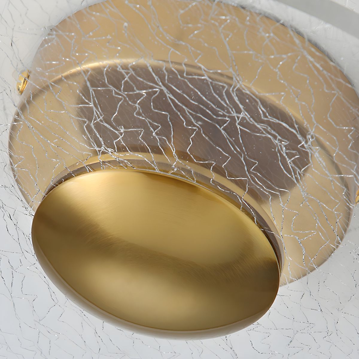 Modern Gold Geometric Semi-Flush Ceiling Light Clear Acrylic Shade, LED Bulbs