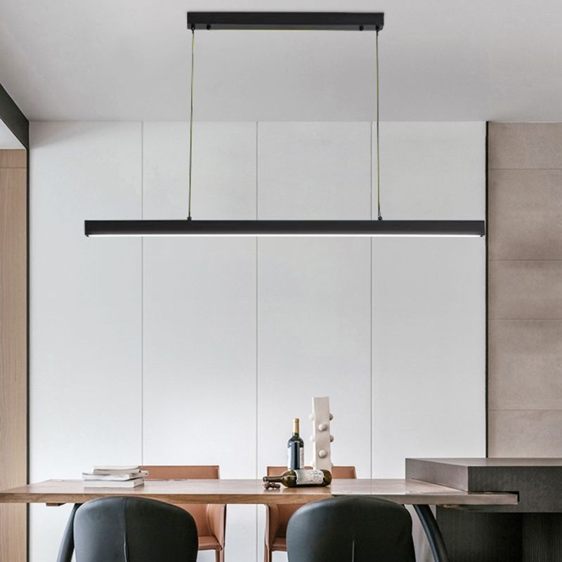 1 Light Linear Hanging Lamp Modern Minimalist Metal Pendant Light