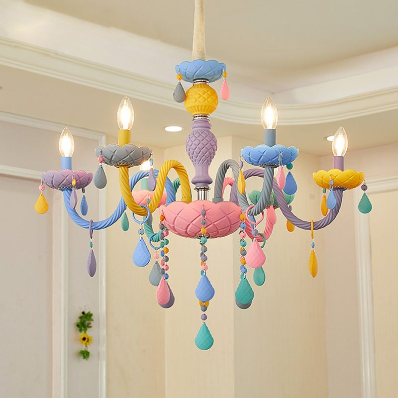 Nordic Multi Head Candle Chandelier Macron Metal Chandelier Lighting Fixtures for Bedroom