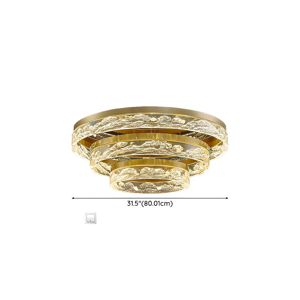 Modern Gold Cylinder Flush Mount Ceiling Light with Clear Crystal Shade