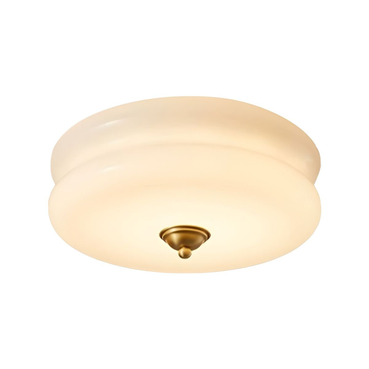 White Circle Modern Flush Mount Ceiling Light with White Glass Shade