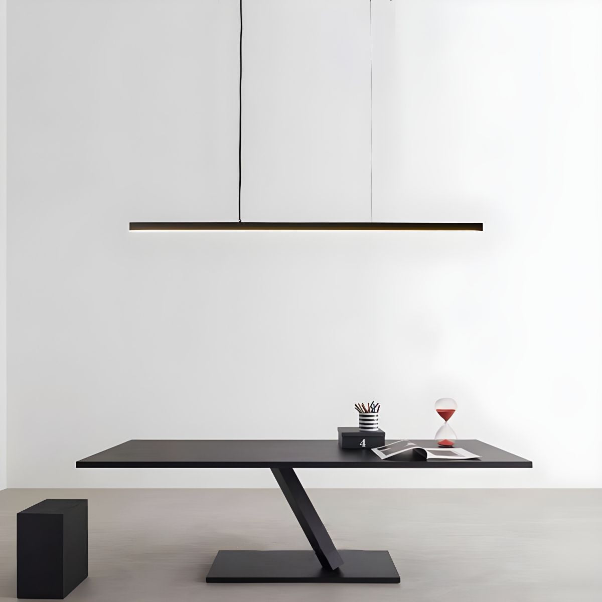 Contemporary Linear LED Hanging Pendant Lights in Black for Dining Room