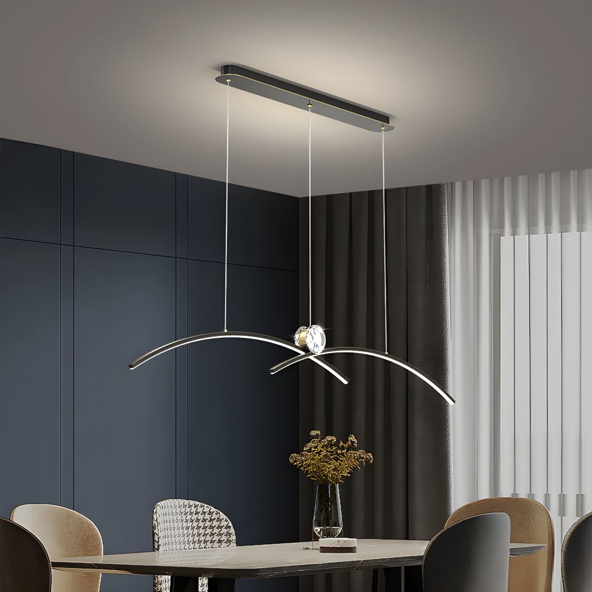 Modern Crystal Island Light with 3 Lights and Adjustable Hanging Length