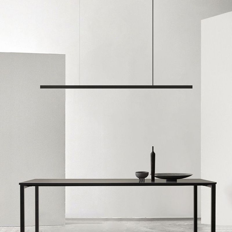 Contemporary Linear LED Hanging Pendant Lights in Black for Dining Room