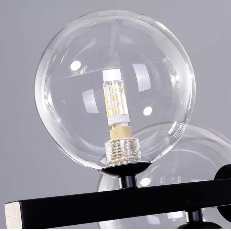 Contemporary Globe Glass Hanging Pendant Lights in Black for Dining Room