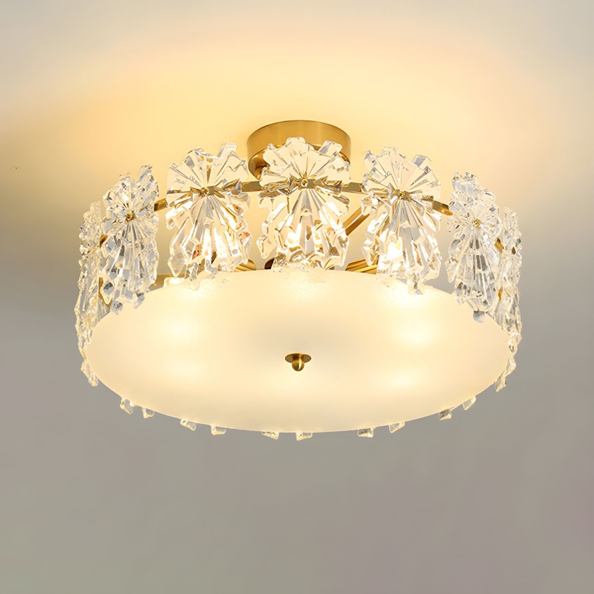 Modern Geometric Semi-Flush Mount Ceiling Light with Clear Glass Shade and 6 Lights