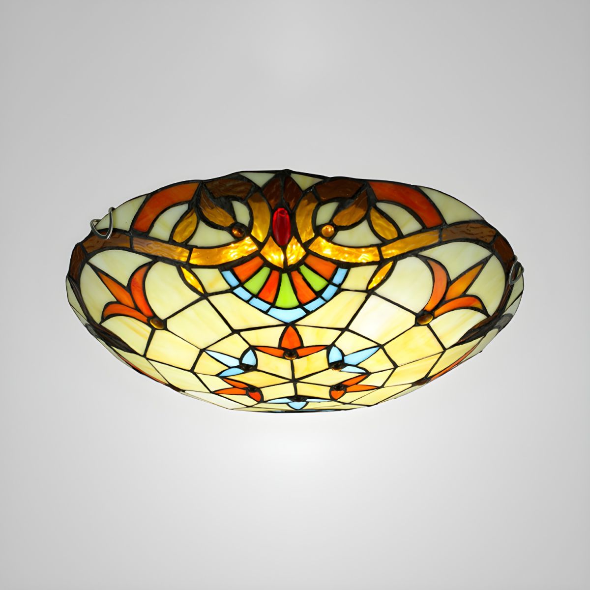 Beige Bowl Flush Light Classic Handcrafted Glass Ceiling Flush Light with Ribbon Pattern